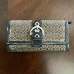 Coach Brown Monogram Wallet with Checkbook